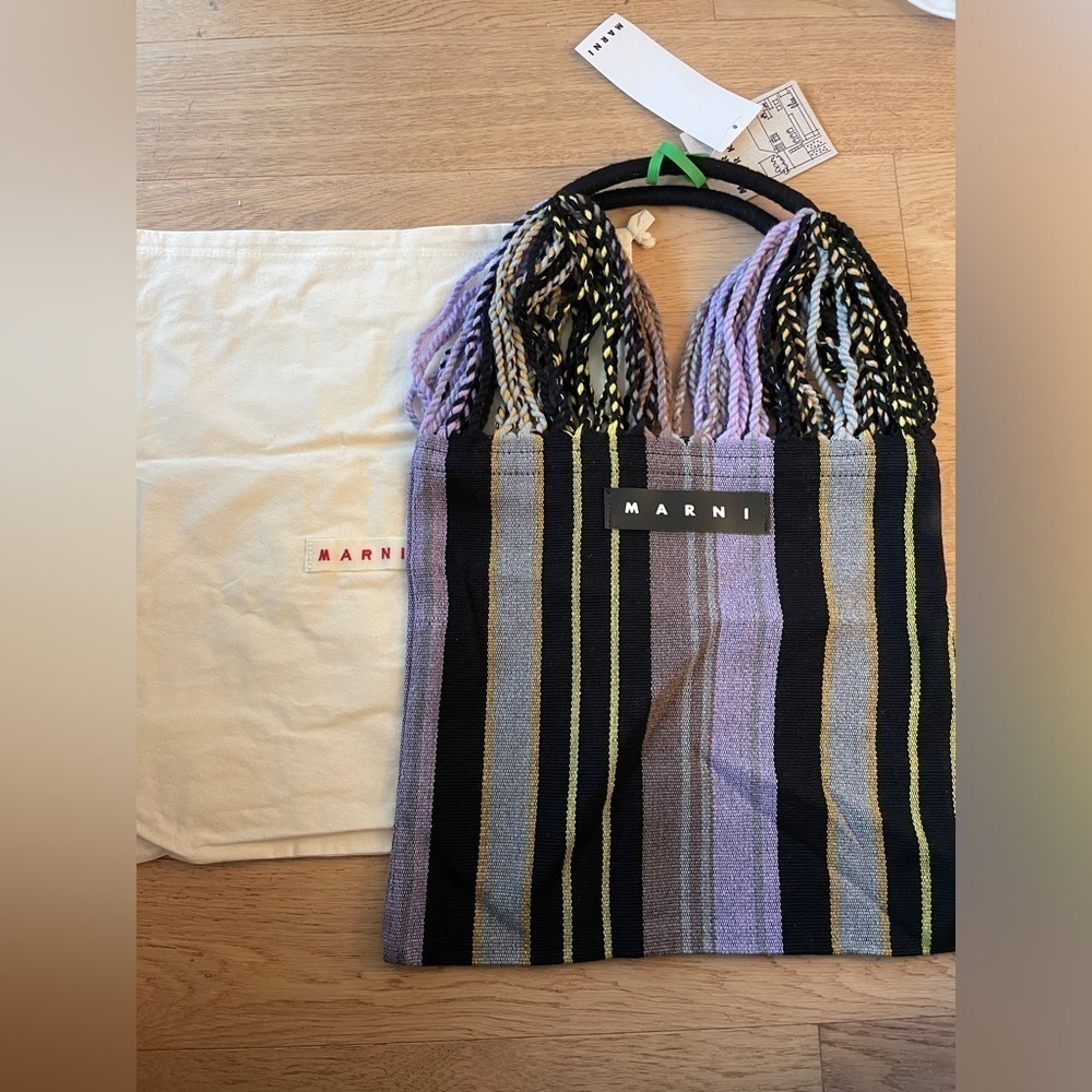 MARNI Purple woven market bag